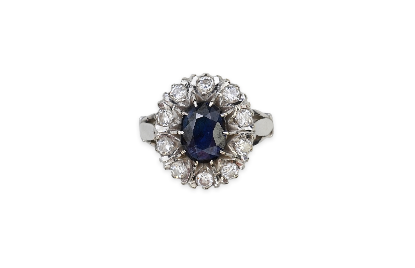 A sapphire and diamond cluster ring